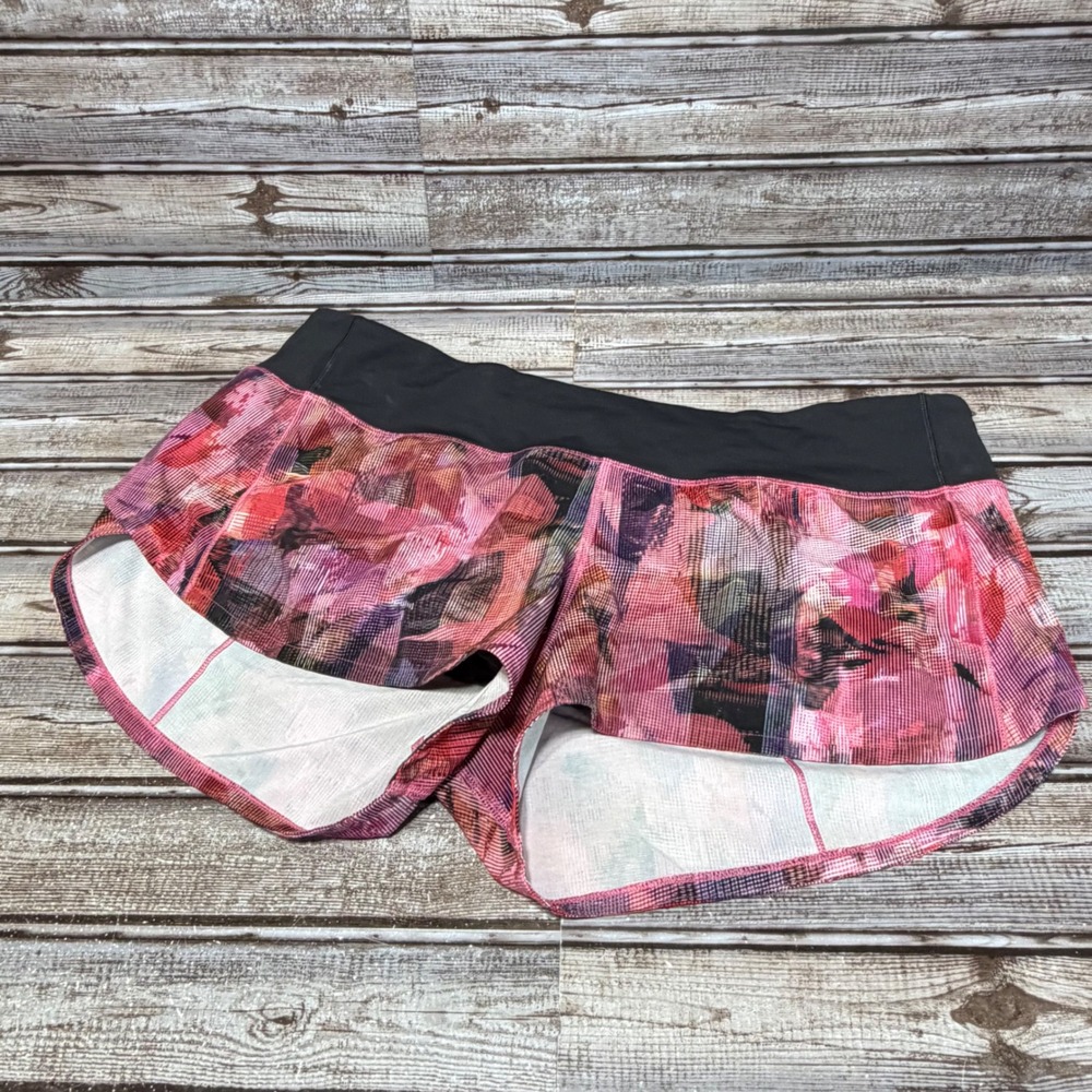 Lululemon Speed Up Running Shorts Womens 10 Pink Multi Abstract Print Athletic